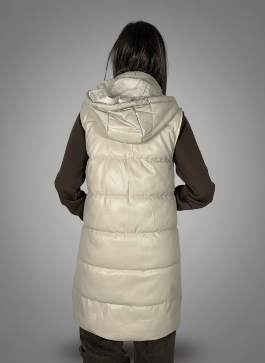 Smanicato Long Ecopelle Crema - Abbigliamento Jessica