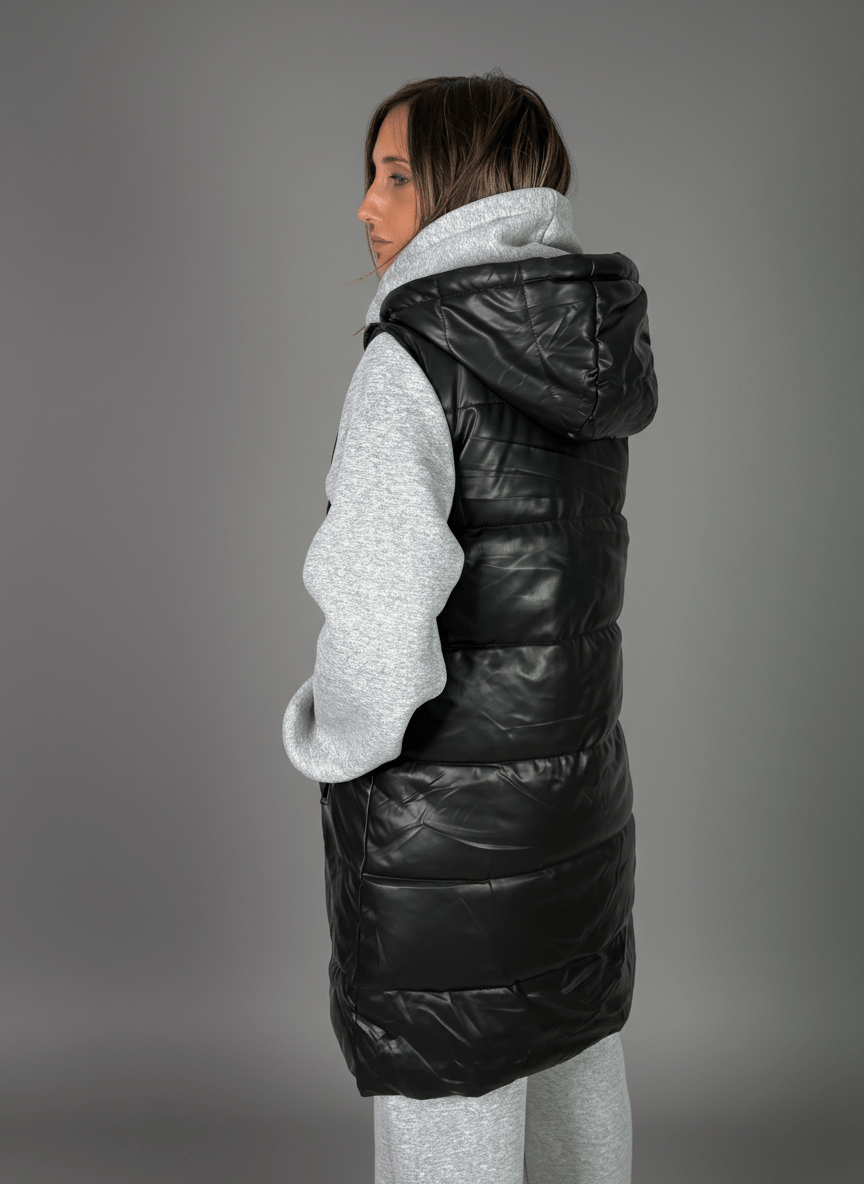 Smanicato Long Ecopelle Nero - Abbigliamento Jessica