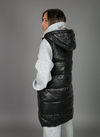 Smanicato Long Ecopelle Nero - Abbigliamento Jessica