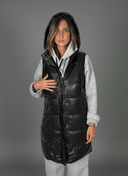 Smanicato Long Ecopelle Nero - Abbigliamento Jessica