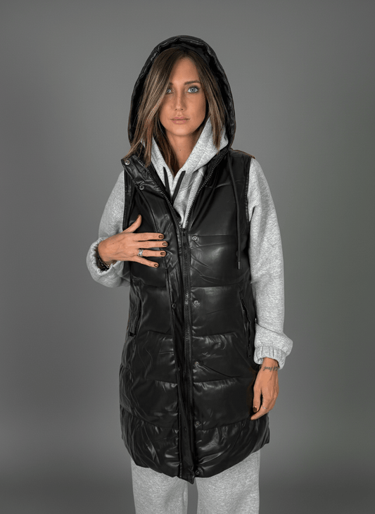 Smanicato Long Ecopelle Nero - Abbigliamento Jessica
