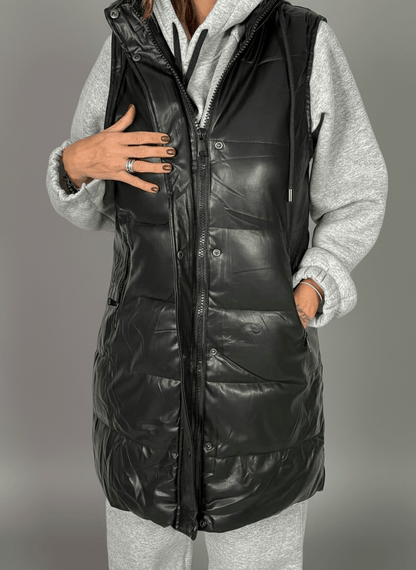 Smanicato Long Ecopelle Nero - Abbigliamento Jessica