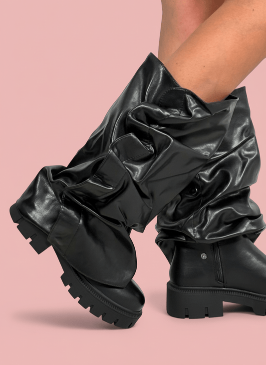 Stivale Slouchy Ecopelle Nero - Abbigliamento Jessica