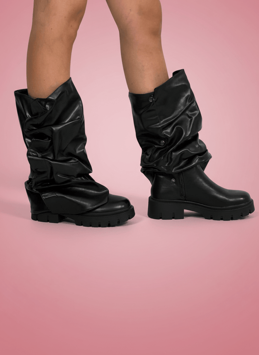 Stivale Slouchy Ecopelle Nero - Abbigliamento Jessica