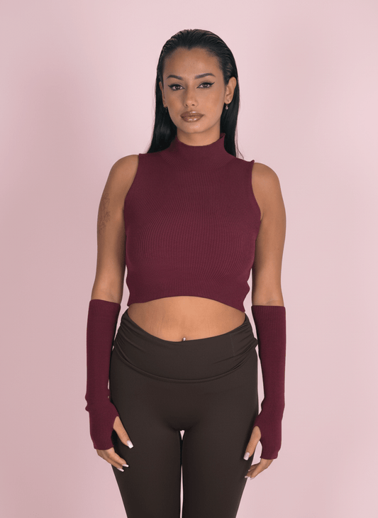 Top Smanicato Bordeux Con Manicotti Coordinati - Abbigliamento Jessica