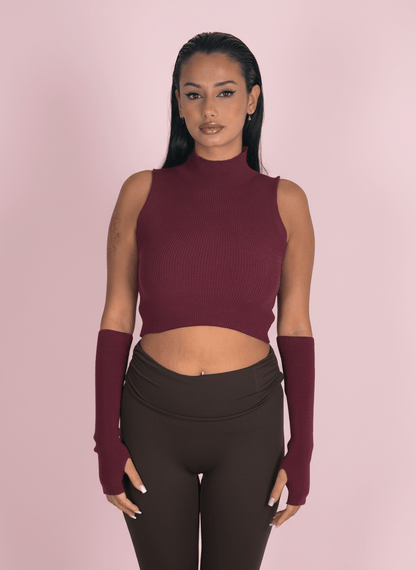 Top Smanicato Bordeux Con Manicotti Coordinati - Abbigliamento Jessica