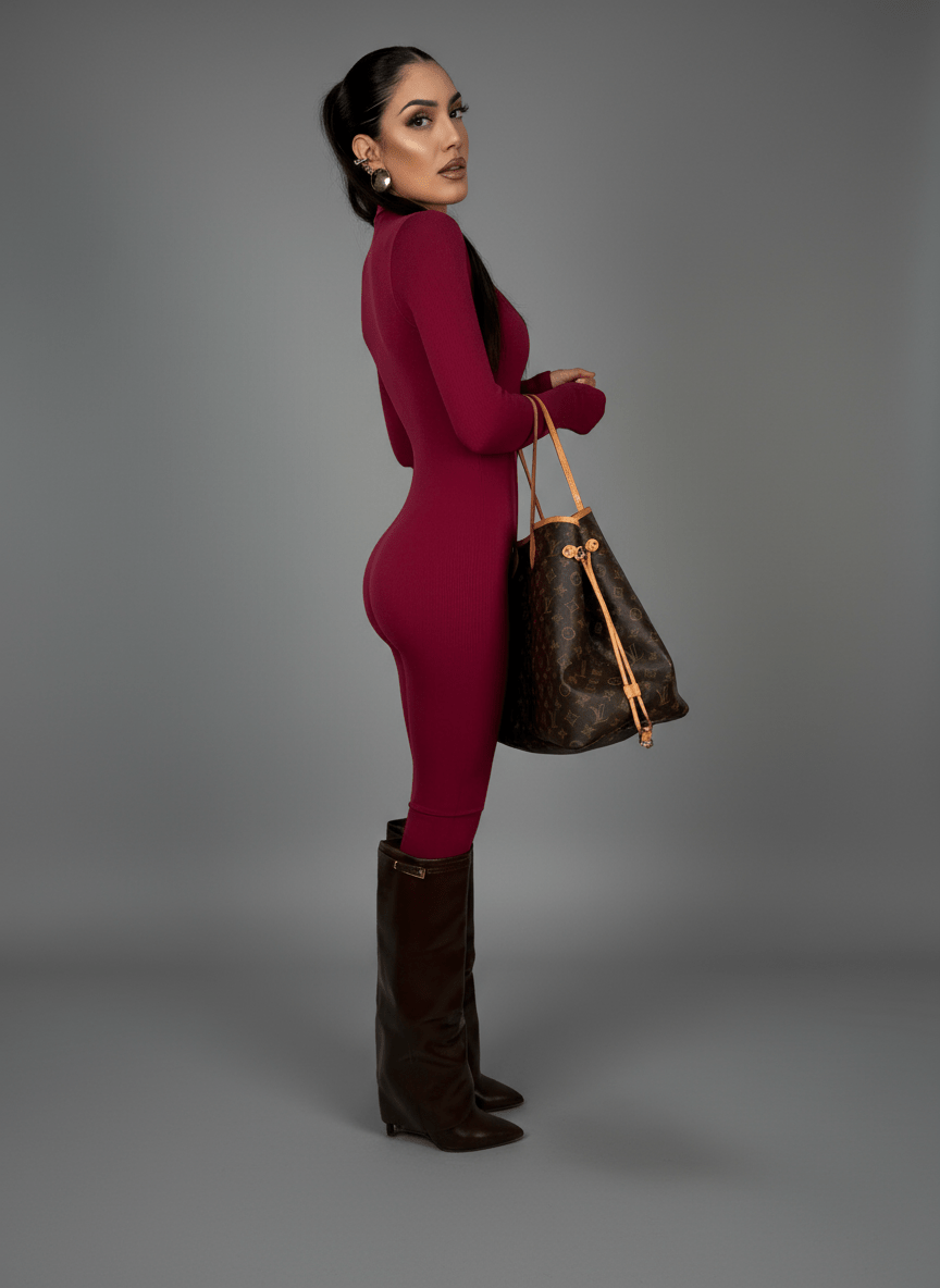 Tutina Body Shape Zip Bordeux - Abbigliamento Jessica