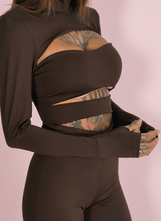 Tutina Cut - Out Chic Marrone - Abbigliamento Jessica