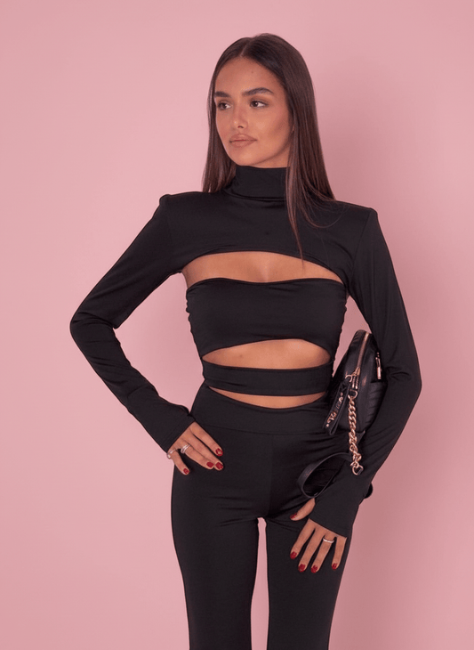 Tutina Cut - Out Chic Nera - Abbigliamento Jessica