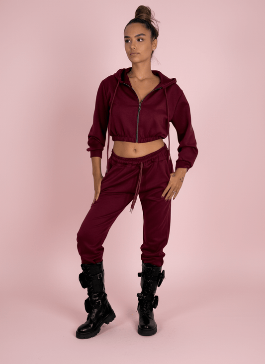 Urban Fit Felpa Con Zip Bordeux - Abbigliamento Jessica