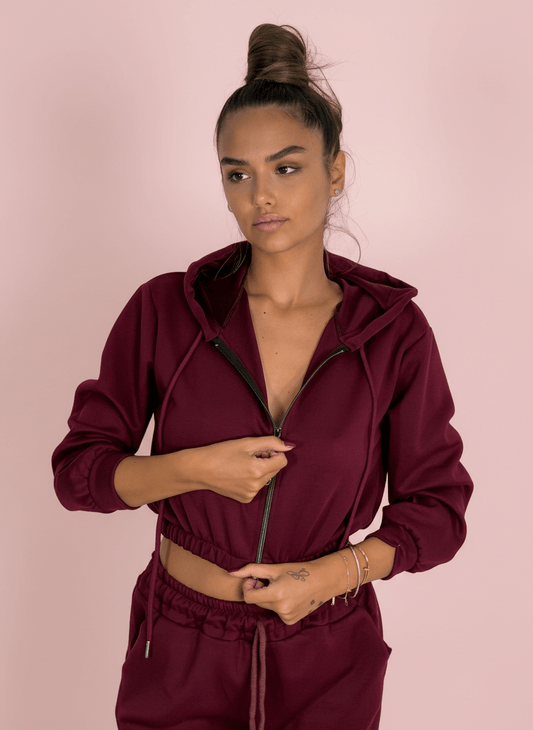 Urban Fit Felpa Con Zip Bordeux - Abbigliamento Jessica