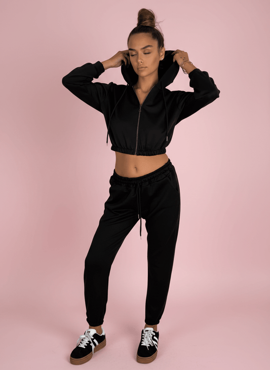 Urban Fit Felpa Con Zip Nero - Abbigliamento Jessica
