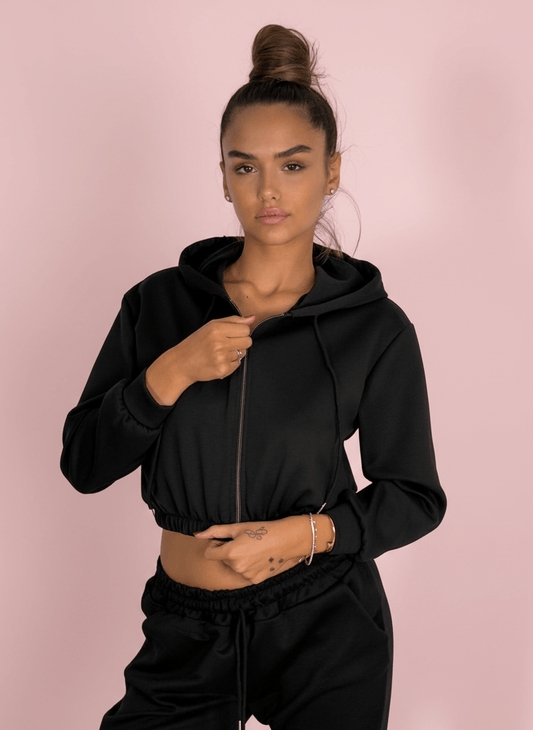 Urban Fit Felpa Con Zip Nero - Abbigliamento Jessica